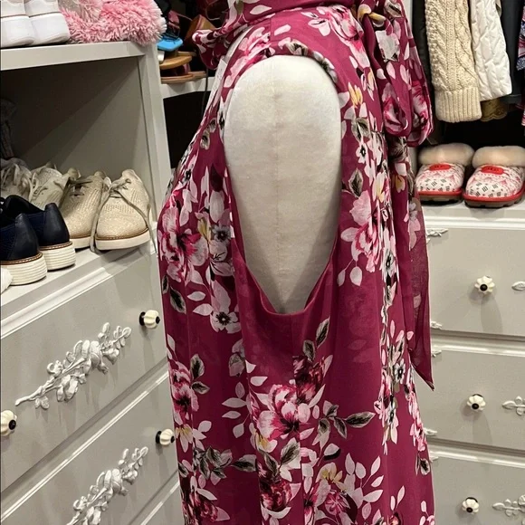 White House Black Market Burgundy Floral Midi Dress, Sleeveless, NWT, 14 - Picture 6 of 9